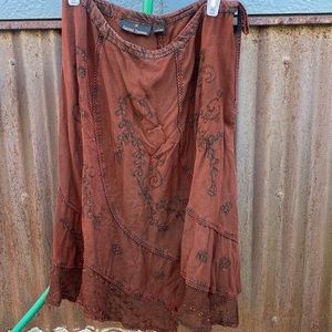 Scared Threads long Burnt orange skirt